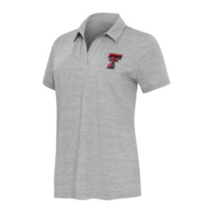 Women's  Antigua Heather Gray Texas Tech Red Raiders Layout V-Neck Polo