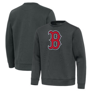 Men's Antigua Pewter Boston Red Sox Relevant Lightweight Pullover Sweatshirt