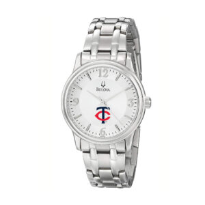 Men's Bulova Silver Minnesota Twins Stainless Steel Watch