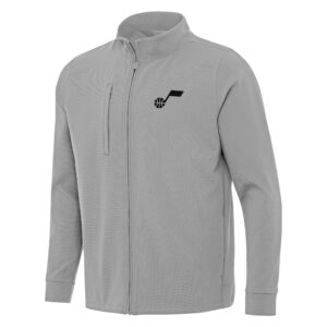 Men's Antigua Gray Utah Jazz Regard Full-Zip Jacket