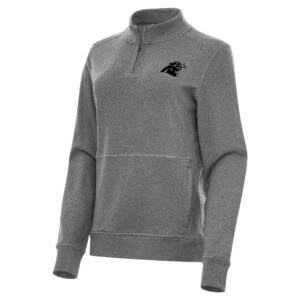 Women's Antigua  Heather Black Carolina Panthers Crush Quarter-Zip Top