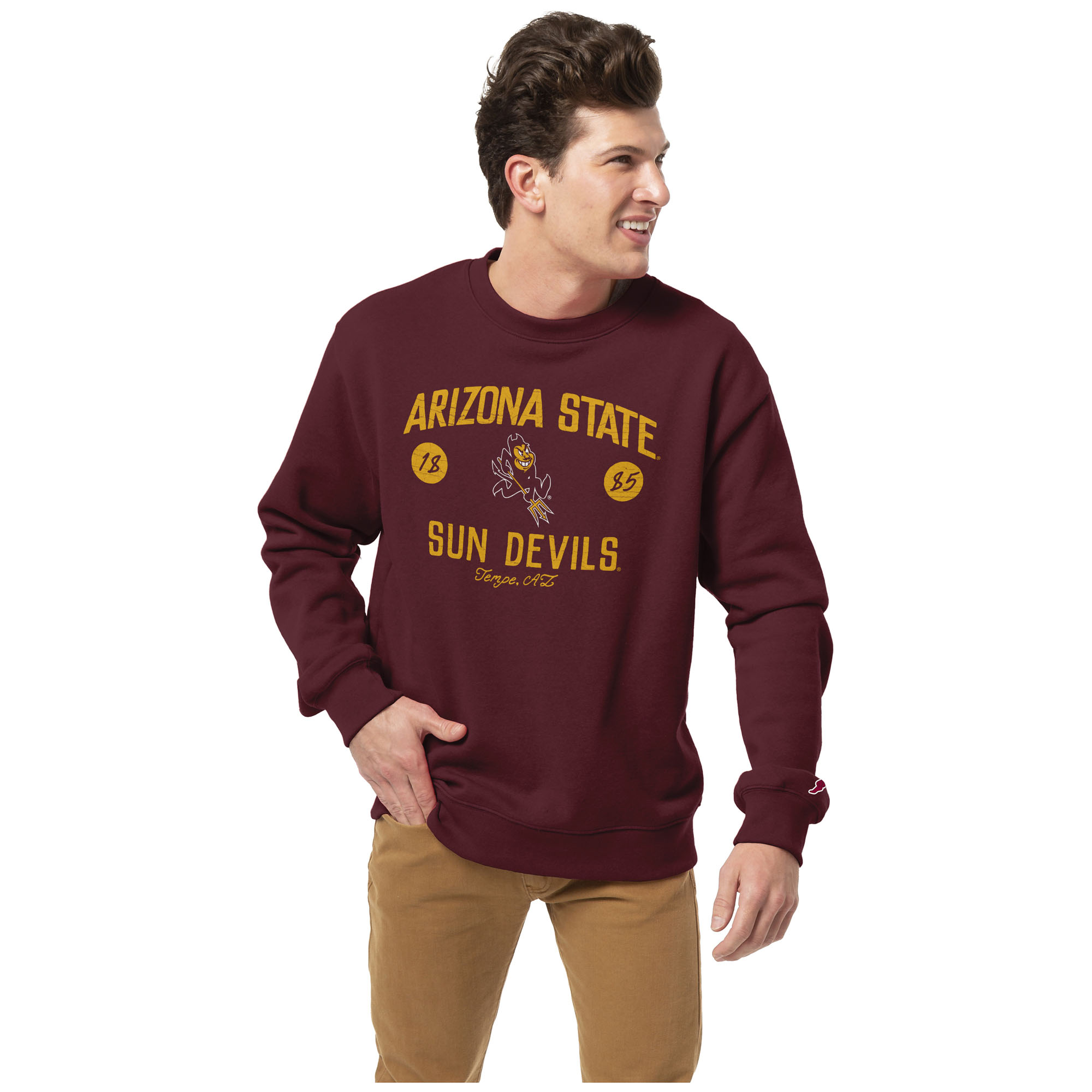 Men's League Collegiate Wear Maroon Arizona State Sun Devils Essentials 2.0 Pullover Crewneck