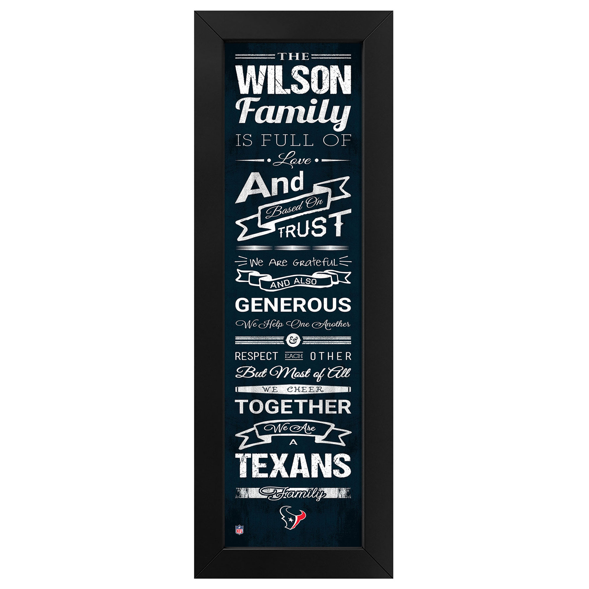 Imperial Houston Texans 8" x 24" Custom Print Family Cheer - Image 6