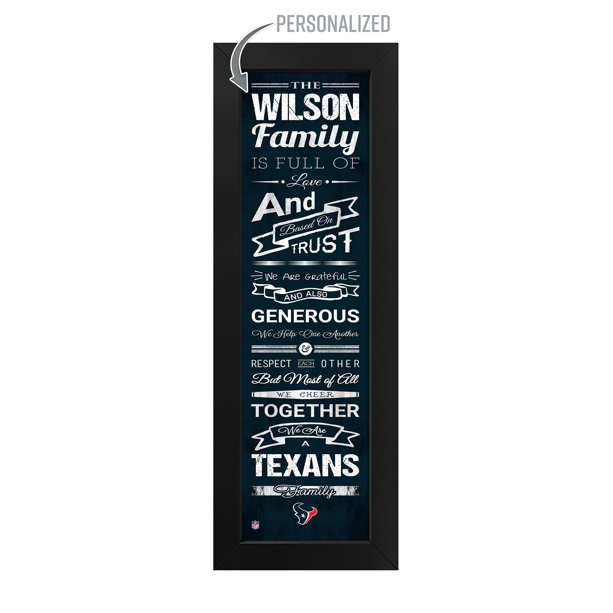 Imperial Houston Texans 8" x 24" Custom Print Family Cheer - Image 3