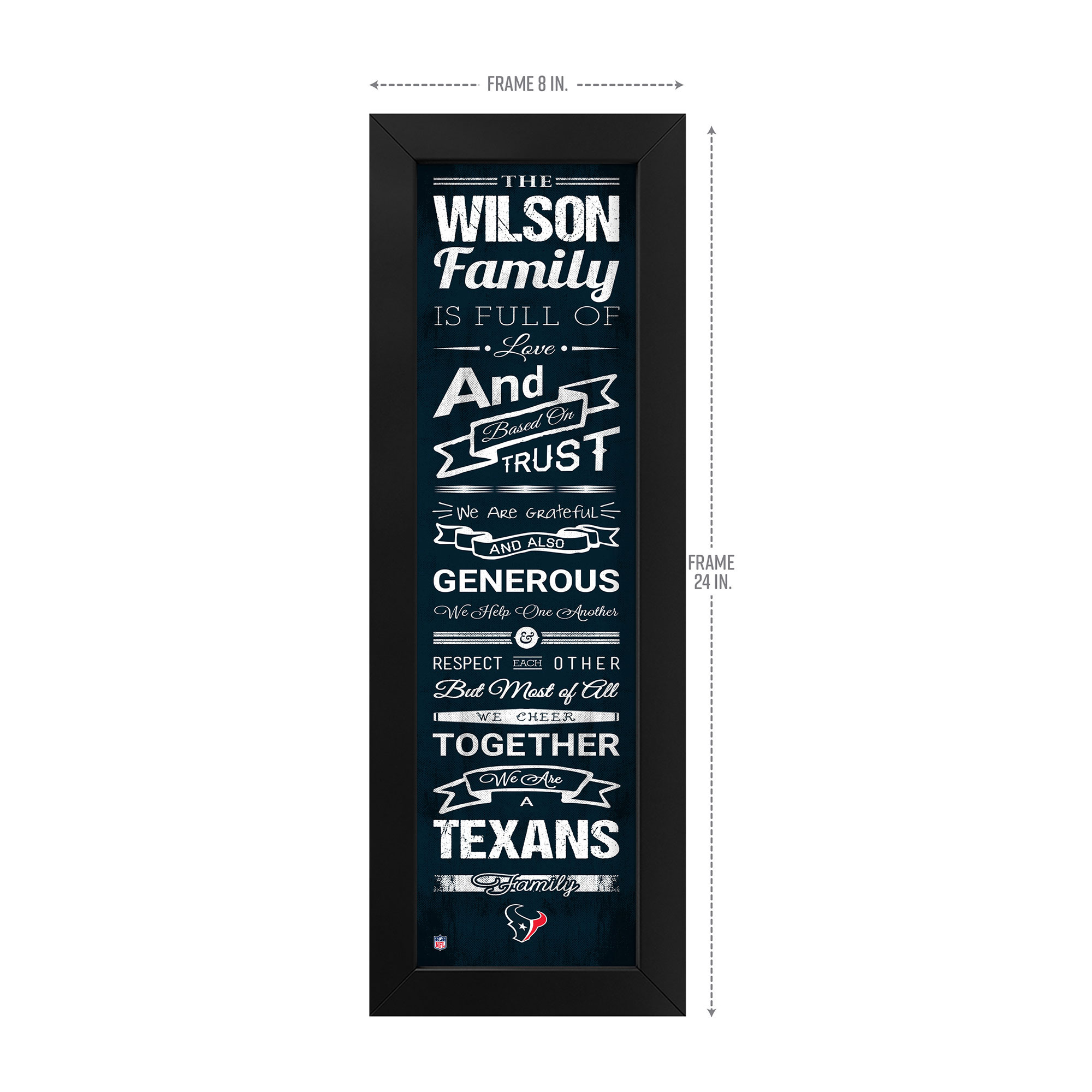 Imperial Houston Texans 8" x 24" Custom Print Family Cheer - Image 4