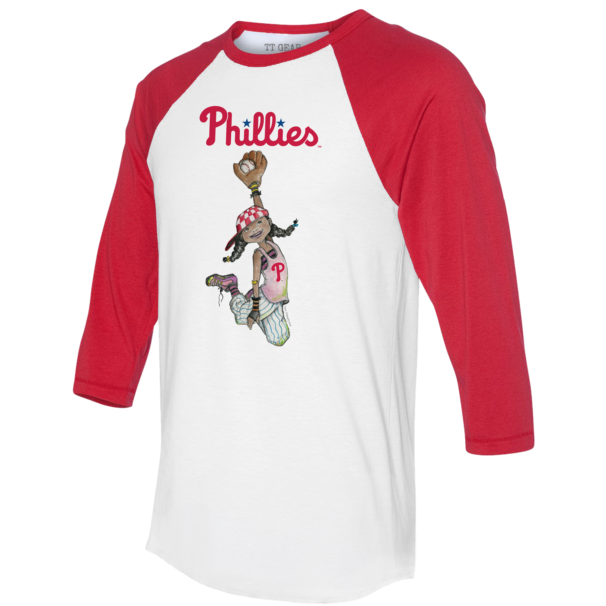 Women's Tiny Turnip White/Red Philadelphia Phillies Jada 3/4-Sleeve Raglan T-Shirt - Image 7