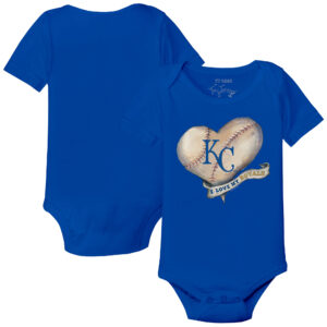 Infant Tiny Turnip Royal Kansas City Royals Heart Banner Bodysuit