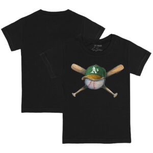 Toddler Tiny Turnip Black Athletics Hat Cross Bats T-Shirt