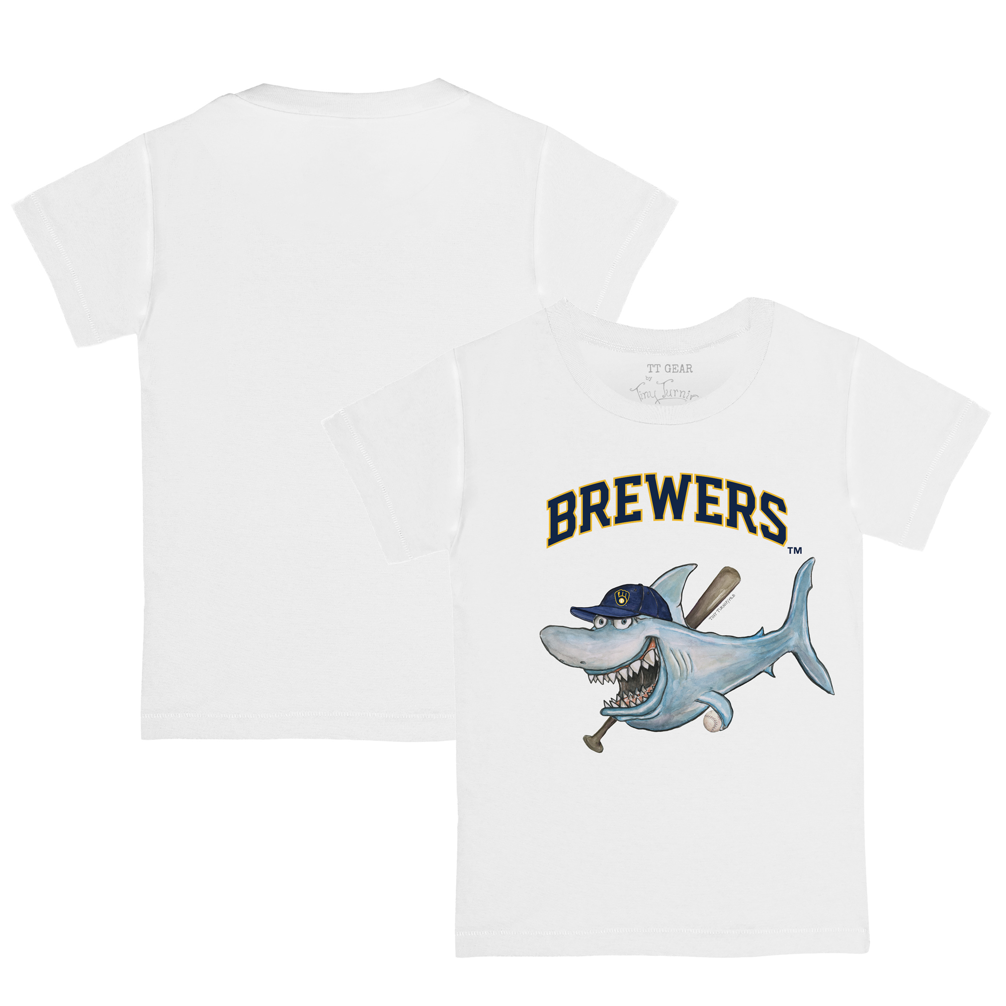 Youth Tiny Turnip White Milwaukee Brewers Shark Logo T-Shirt - Image 5