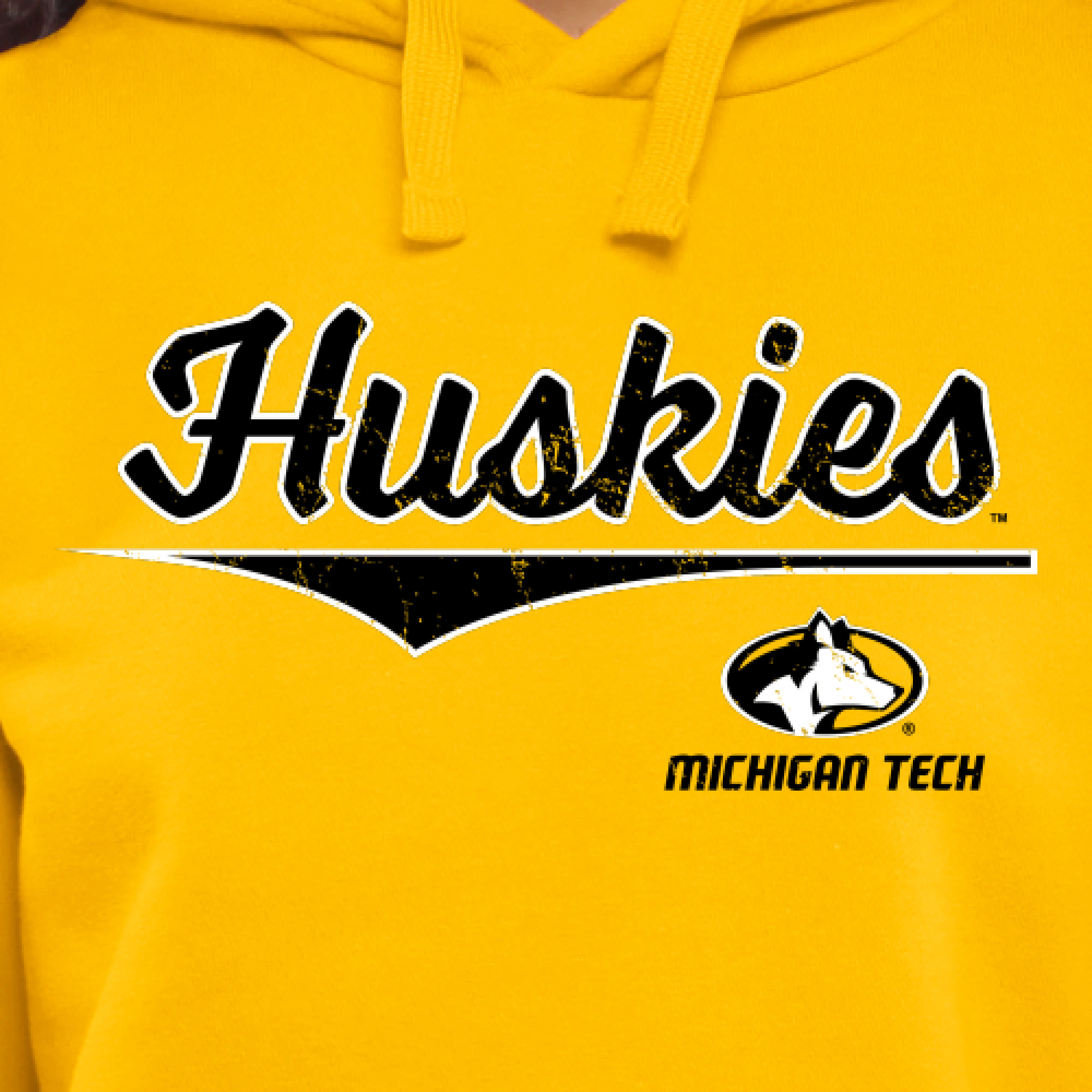 Women's Yellow Michigan Tech Huskies American Classic Pullover Hoodie - Image 5