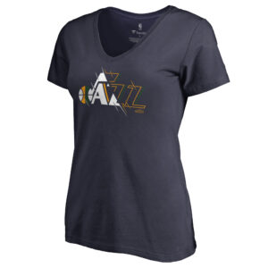 Women's Navy Utah Jazz X-Ray Slim Fit V-Neck T-Shirt