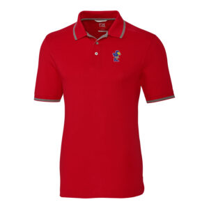 Men's Cutter & Buck Red Kansas Jayhawks Vault Advantage Tipped Logo Polo