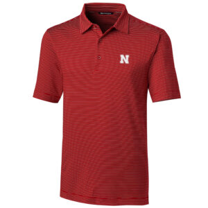 Men's Cutter & Buck Scarlet Nebraska Huskers Big & Tall Forge Pencil Stripe Polo