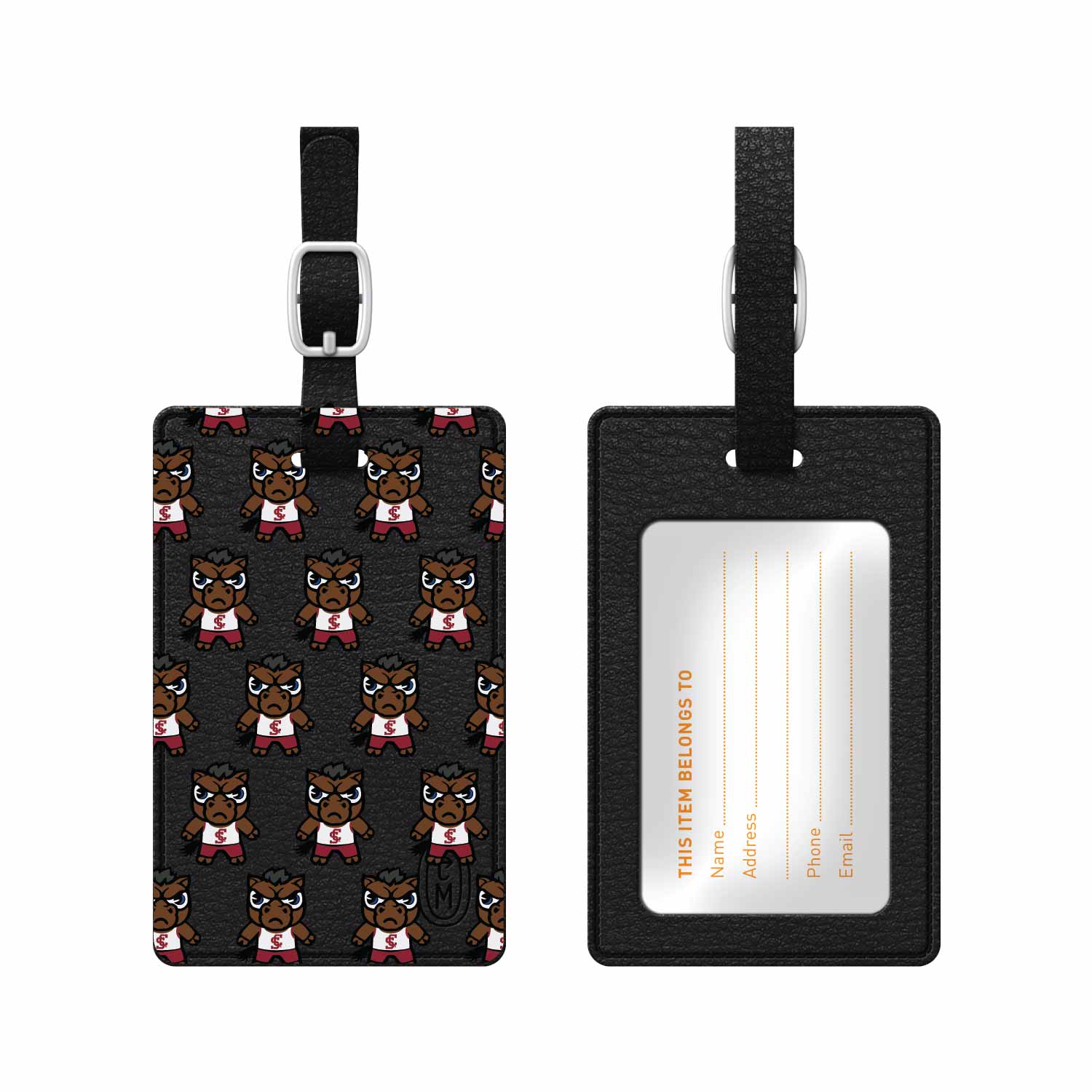 Black Santa Clara Broncos Mascot Tokyodachi Luggage Tag - Image 3