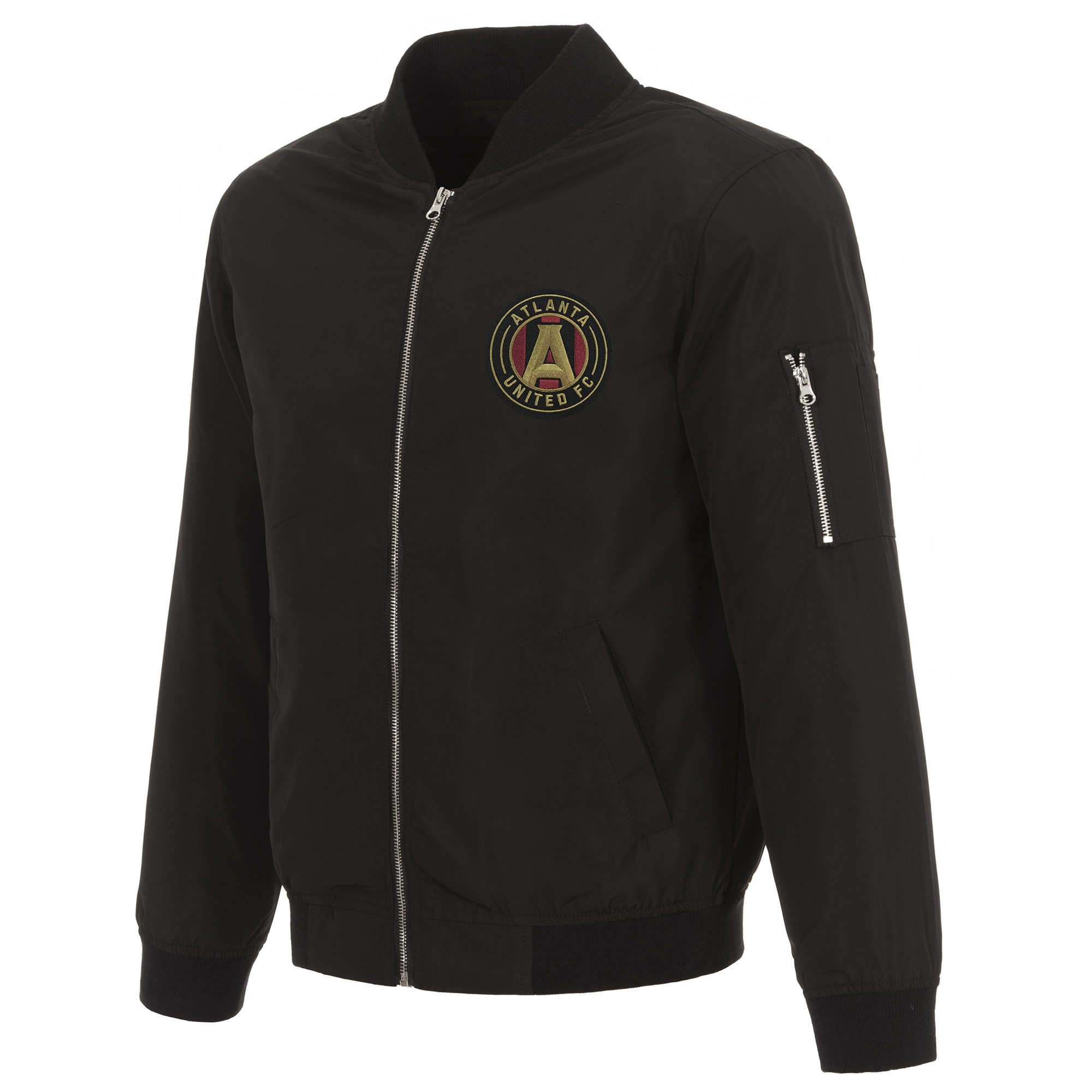 Men's JH Design Black Atlanta United FC Nylon Full-Zip Bomber Jacket