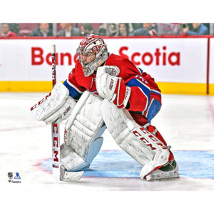 Carey Price Montreal Canadiens Unsigned Red Jersey in Net Photograph