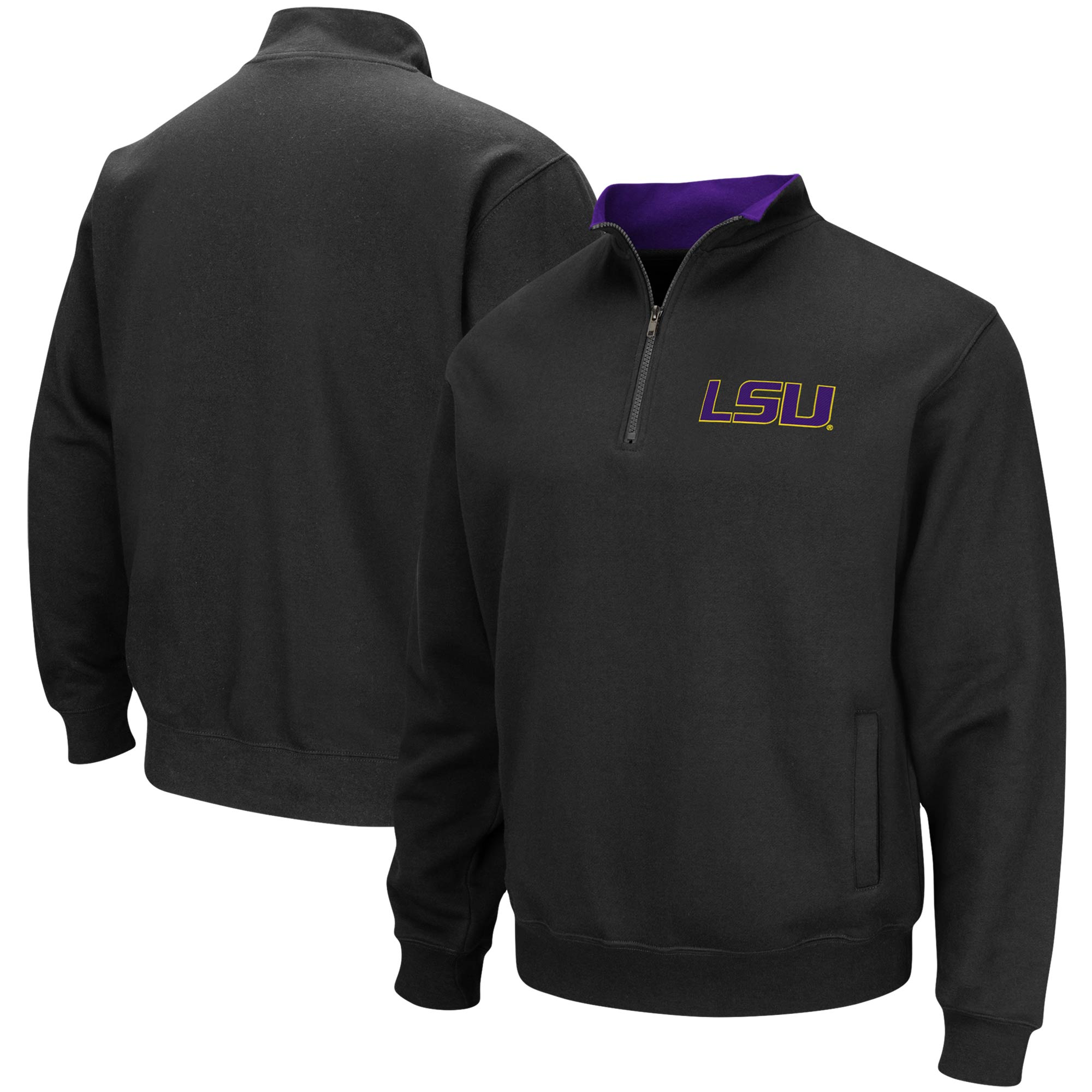 Men's Colosseum Black LSU Tigers Big & Tall Tortugas Quarter-Zip Jacket - Image 5