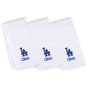 Infant White Los Angeles Dodgers Personalized Burp Cloth Three-Pack