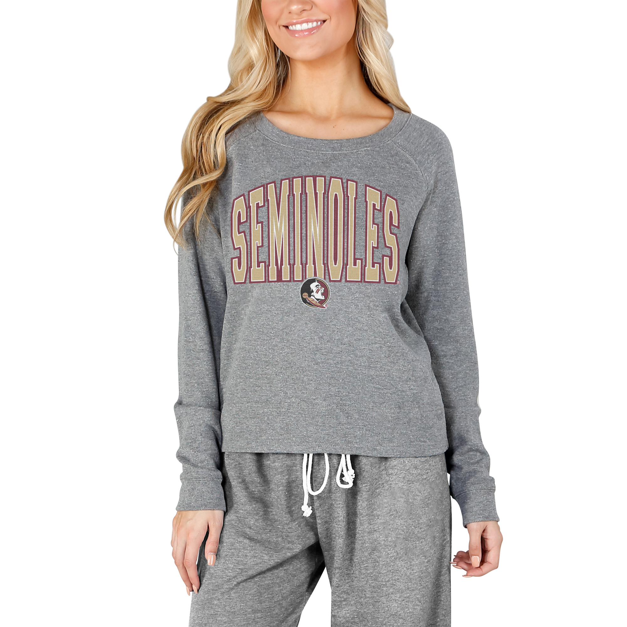 Women's Concepts Sport Gray Florida State Seminoles Mainstream Terry Long Sleeve T-Shirt