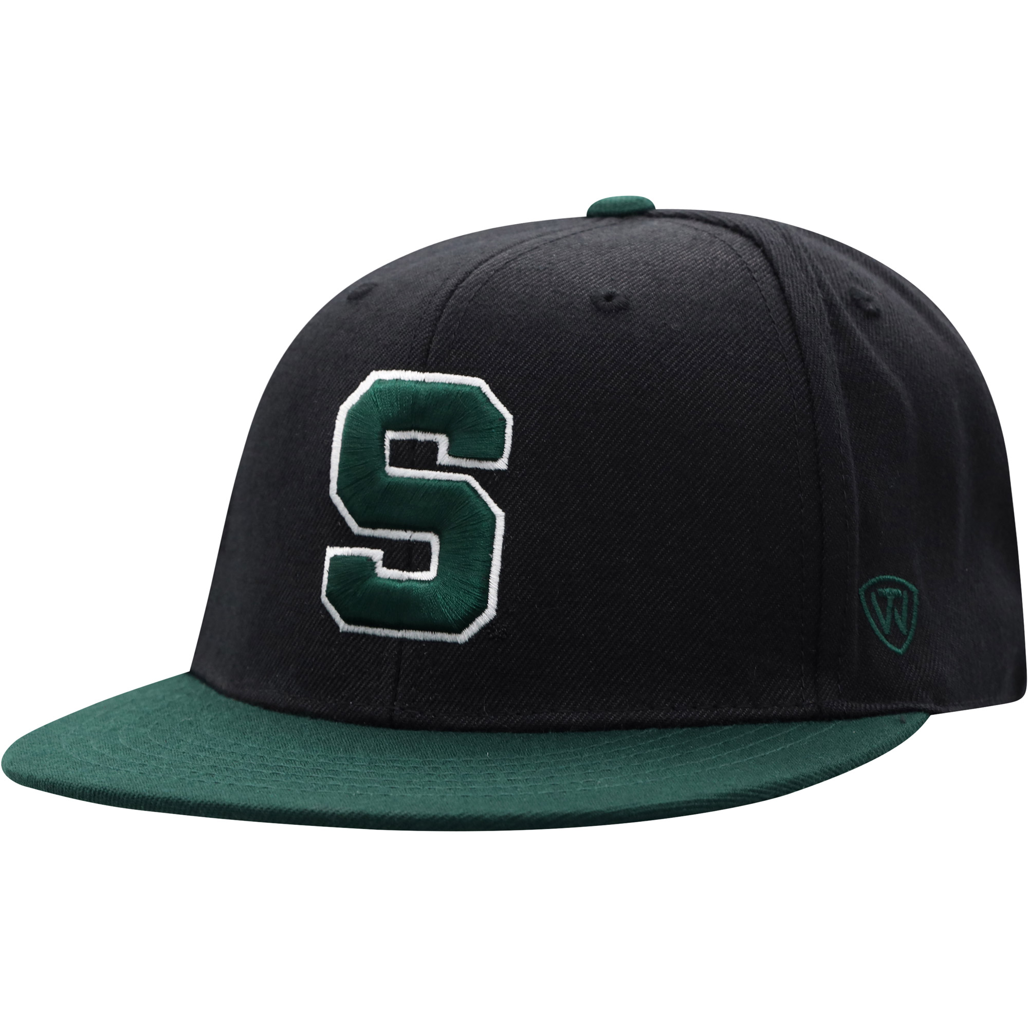 Men's Top of the World Black/Green Michigan State Spartans Team Color Two-Tone Fitted Hat - Image 6