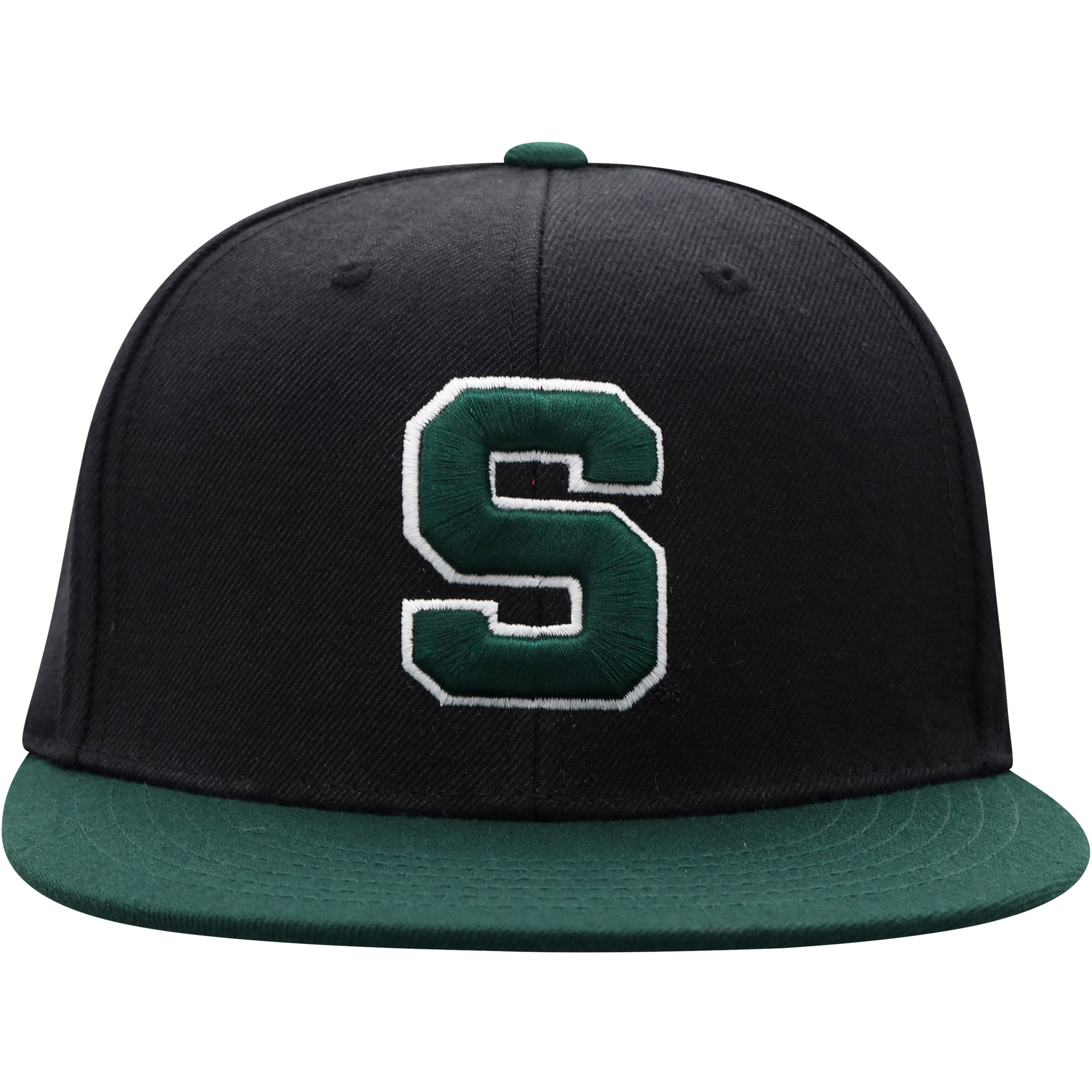 Men's Top of the World Black/Green Michigan State Spartans Team Color Two-Tone Fitted Hat - Image 3