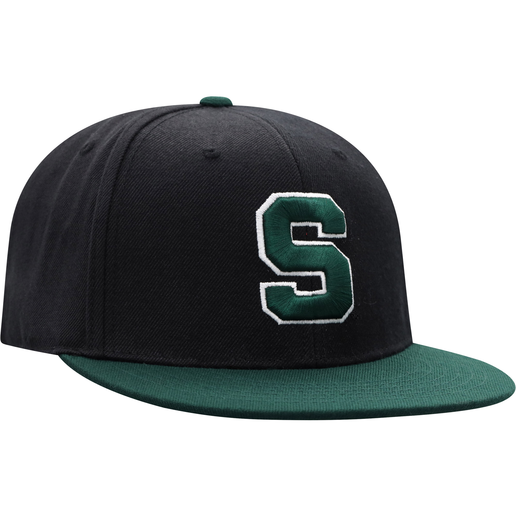 Men's Top of the World Black/Green Michigan State Spartans Team Color Two-Tone Fitted Hat - Image 8