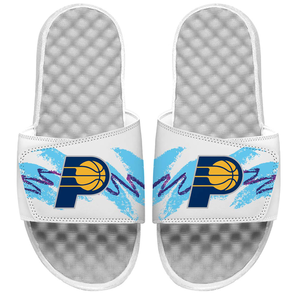 Youth ISlide White Indiana Pacers 90s Paper Cup Slide Sandals