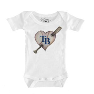 Infant Tiny Turnip White Tampa Bay Rays Heart Bat Bodysuit