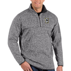 Men's Antigua Heathered Gray Columbus Crew Big & Tall Fortune Quarter-Zip Pullover Jacket