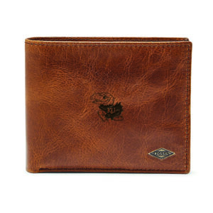 Men's Fossil Brown Kansas Jayhawks Ryan RFID Passcase