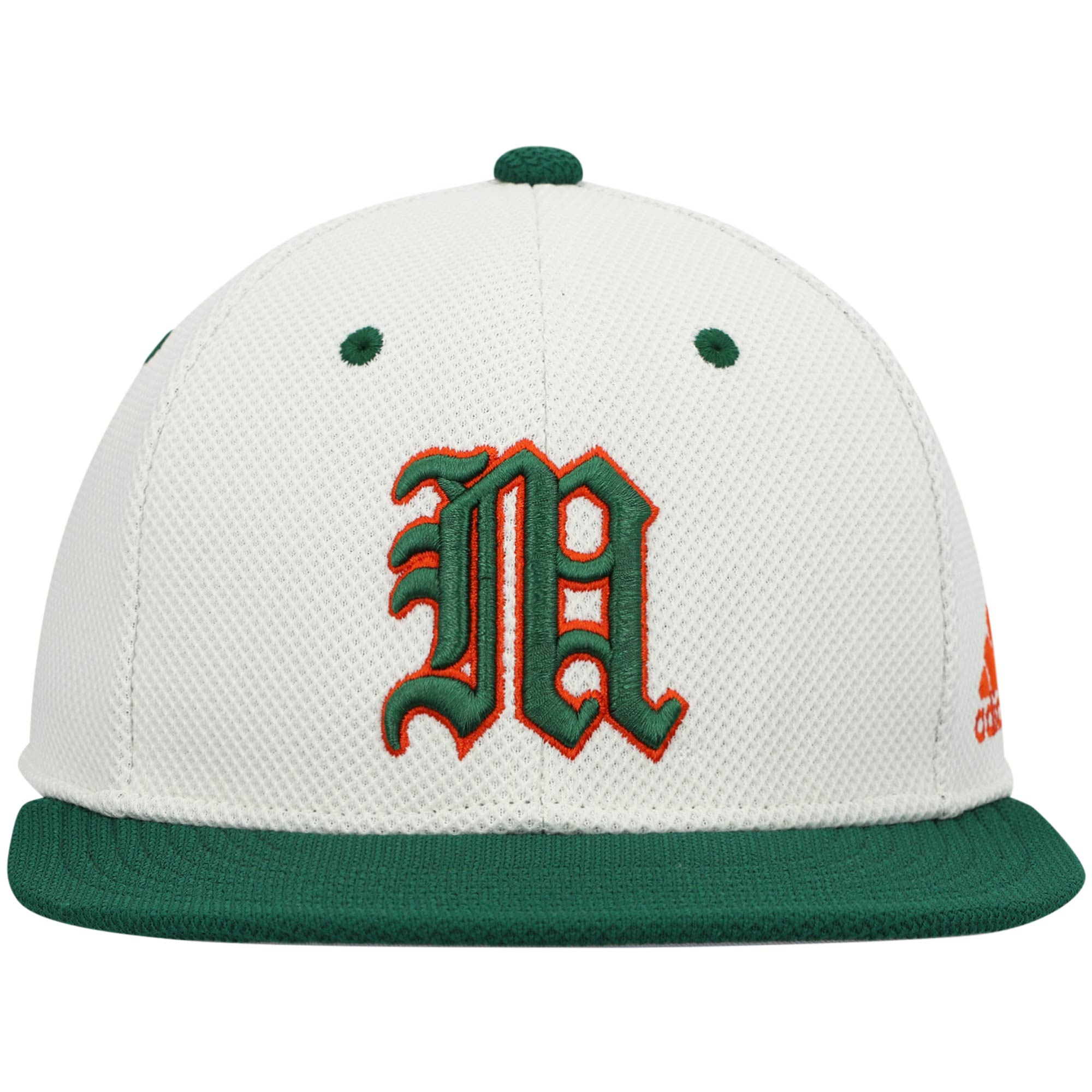 Men's adidas Cream Miami Hurricanes On-Field Baseball Fitted Hat - Image 9