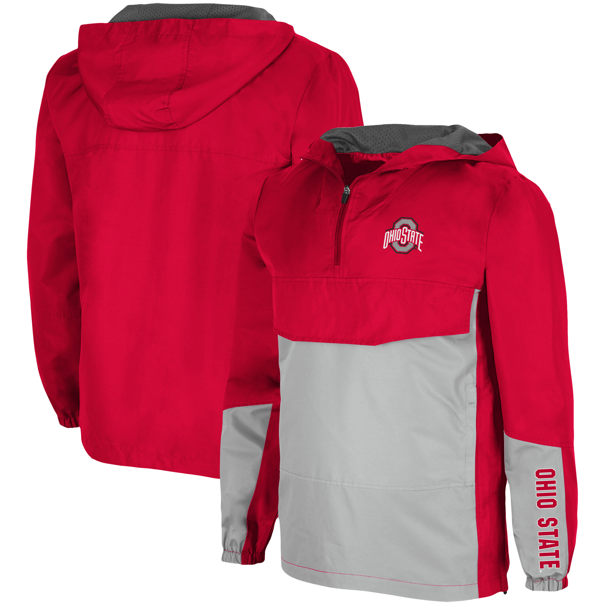 Men's Colosseum Scarlet Ohio State Buckeyes Freeway Theory Quarter-Zip Anorak Hoodie - Image 2