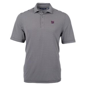Men's Cutter & Buck Black New York Giants Virtue Eco Pique Stripe Recycled Polo