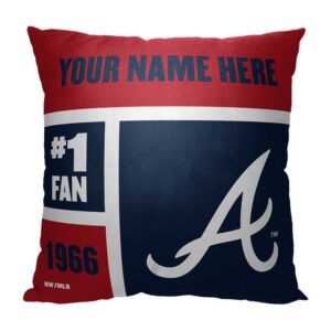The Northwest Group Atlanta Braves 18'' x 18'' Colorblock Personalized Throw Pillow