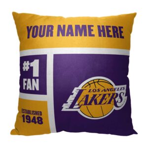 The Northwest Group Los Angeles Lakers 18'' x 18'' Colorblock Personalized Throw Pillow