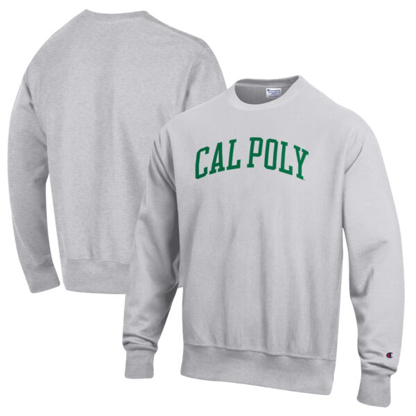 Men's Champion Heathered Gray Cal Poly Mustangs Reverse Weave Fleece Crewneck Sweatshirt - Image 5
