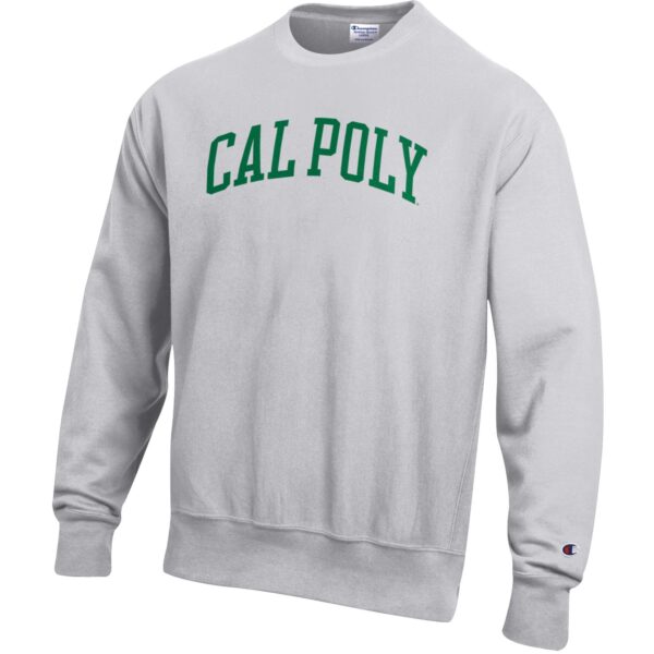 Men's Champion Heathered Gray Cal Poly Mustangs Reverse Weave Fleece Crewneck Sweatshirt - Image 6