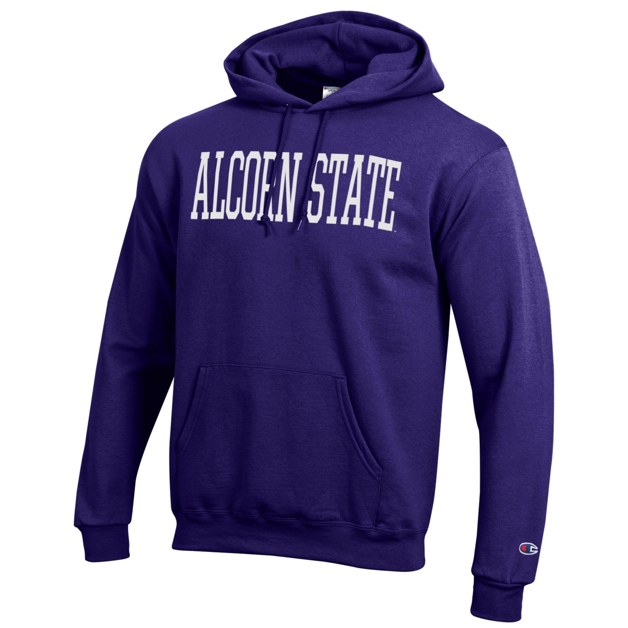 Men's Champion Purple Alcorn State Braves Eco Powerblend Pullover Hoodie - Image 3