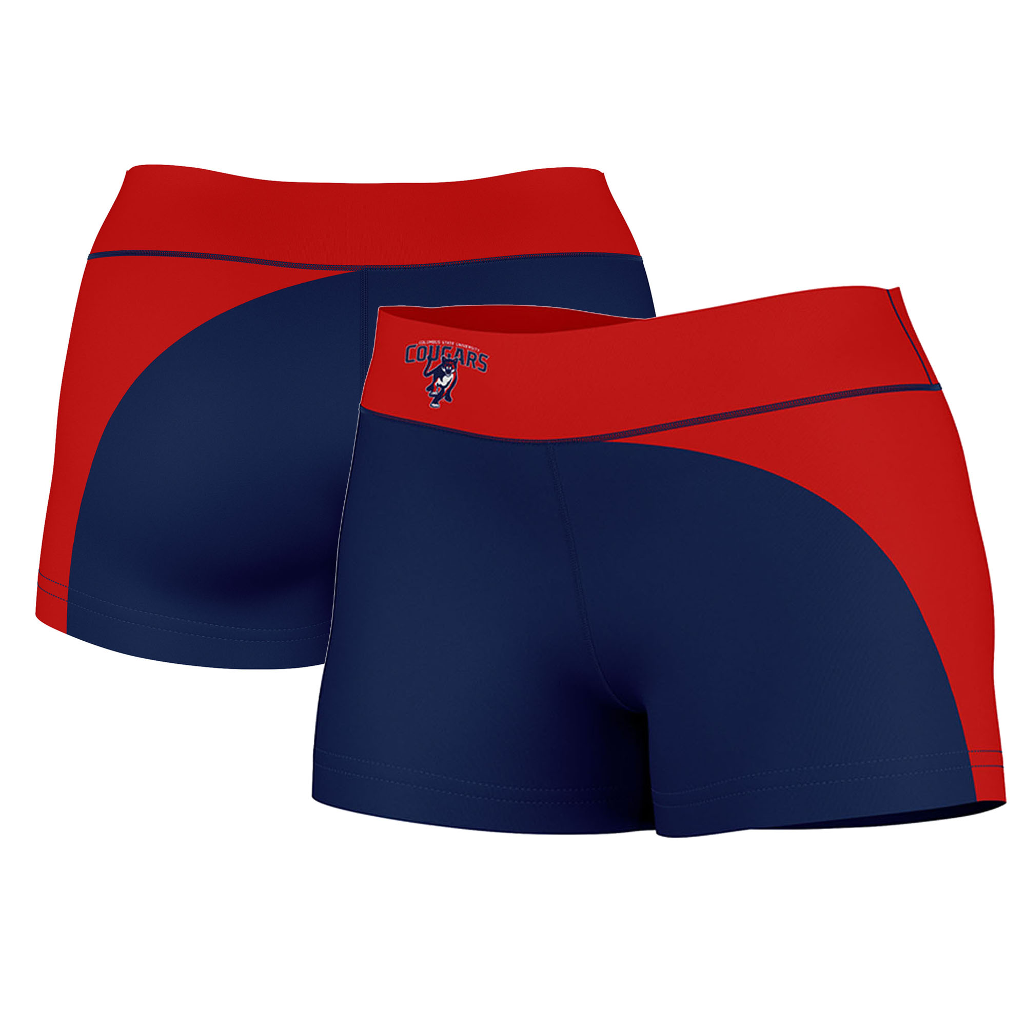 Women's Navy/Red Columbus State Cougars Plus Size Curve Side Shorts - Image 2