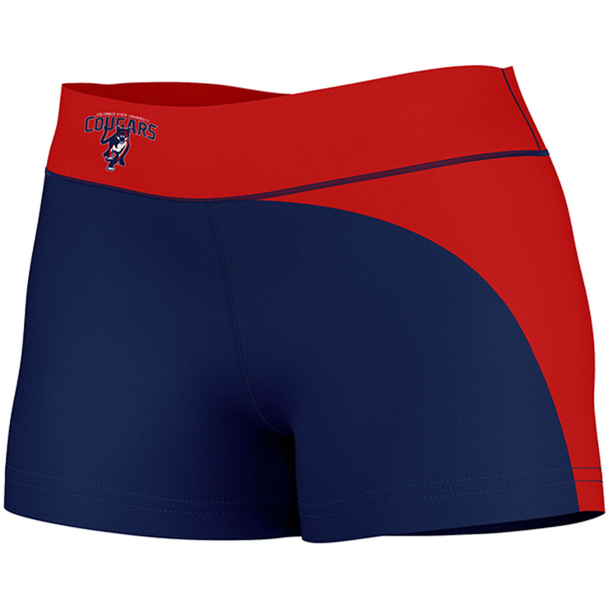 Women's Navy/Red Columbus State Cougars Plus Size Curve Side Shorts - Image 3