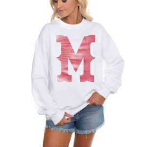 Women's Gameday Couture White Miami University RedHawks Run It Back Perfect Crewneck Pullover Sweatshirt