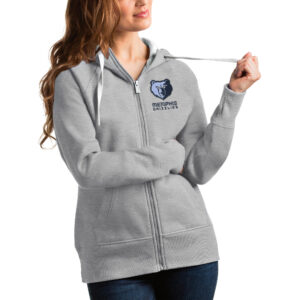 Women's Antigua Heathered Gray Memphis Grizzlies Victory Full-Zip Hoodie