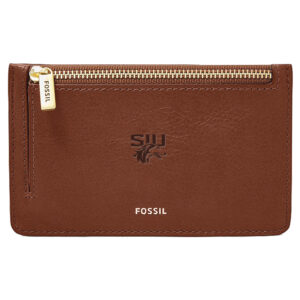 Women's Fossil Brown Southern Illinois Salukis Leather Logan Card Case