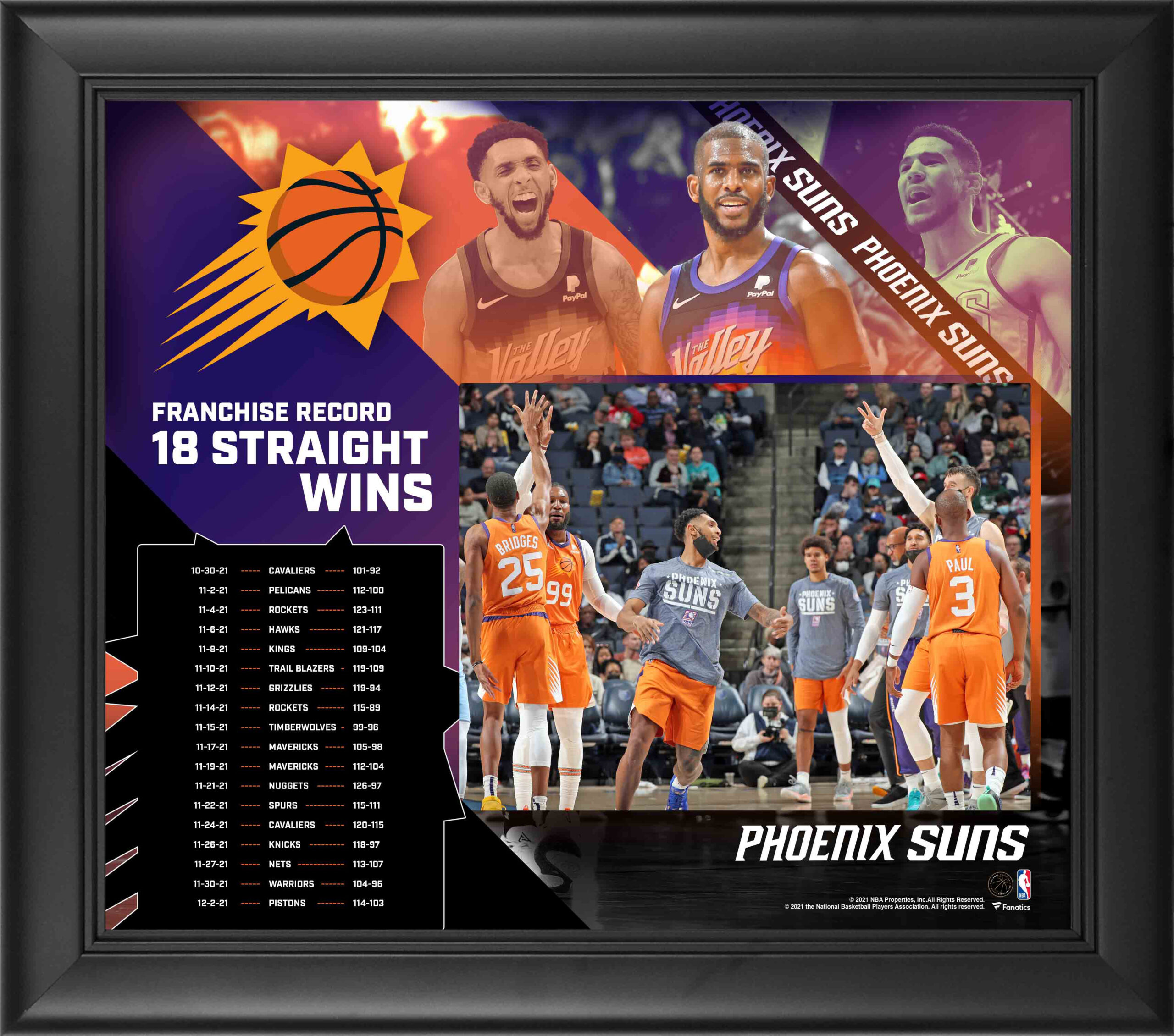 Phoenix Suns Framed 15" x 17" Franchise Record Game Win Streak Collage