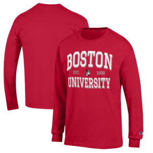 Men's Champion Scarlet Boston University Jersey Long Sleeve T-Shirt