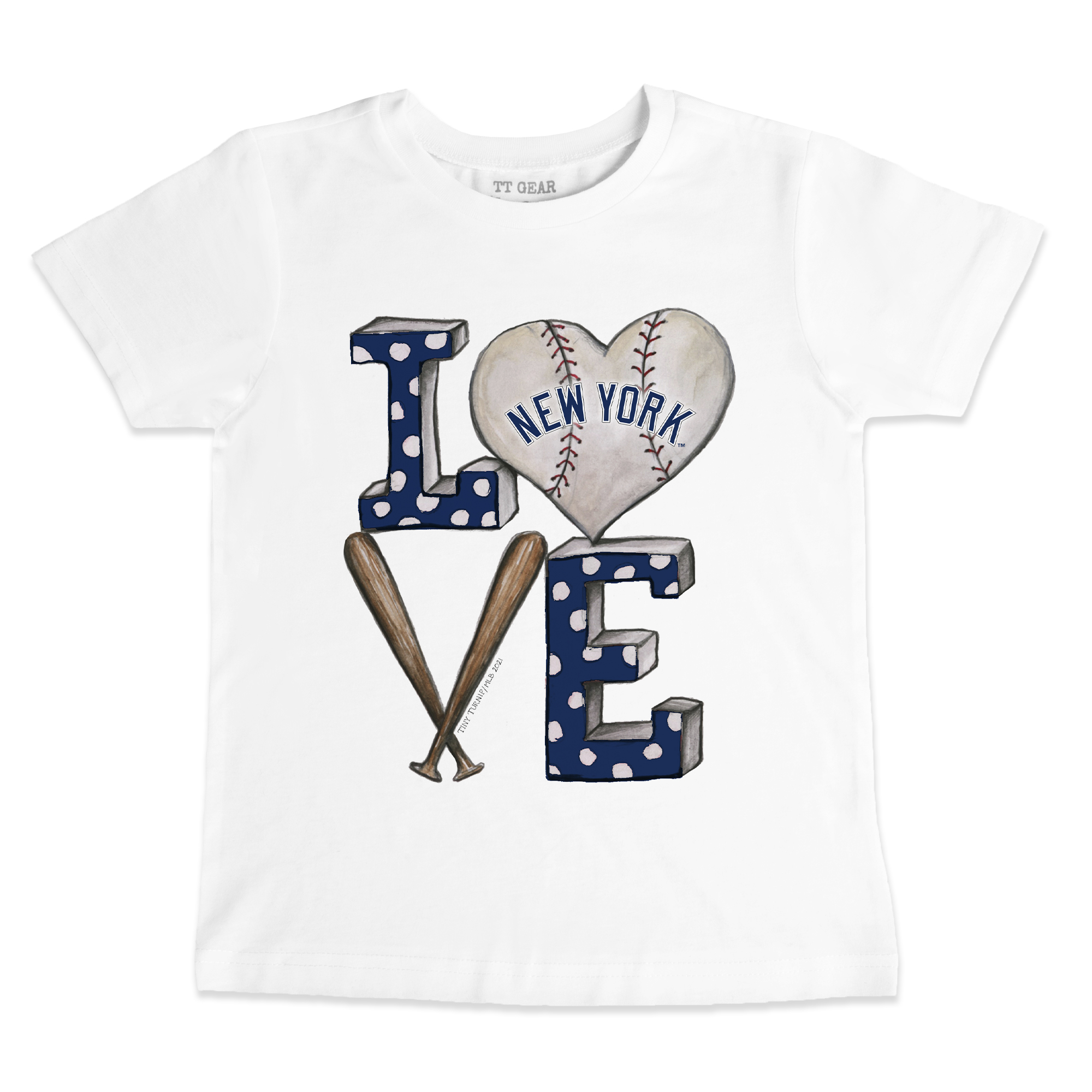 Infant Tiny Turnip White New York Yankees Baseball Love T-Shirt