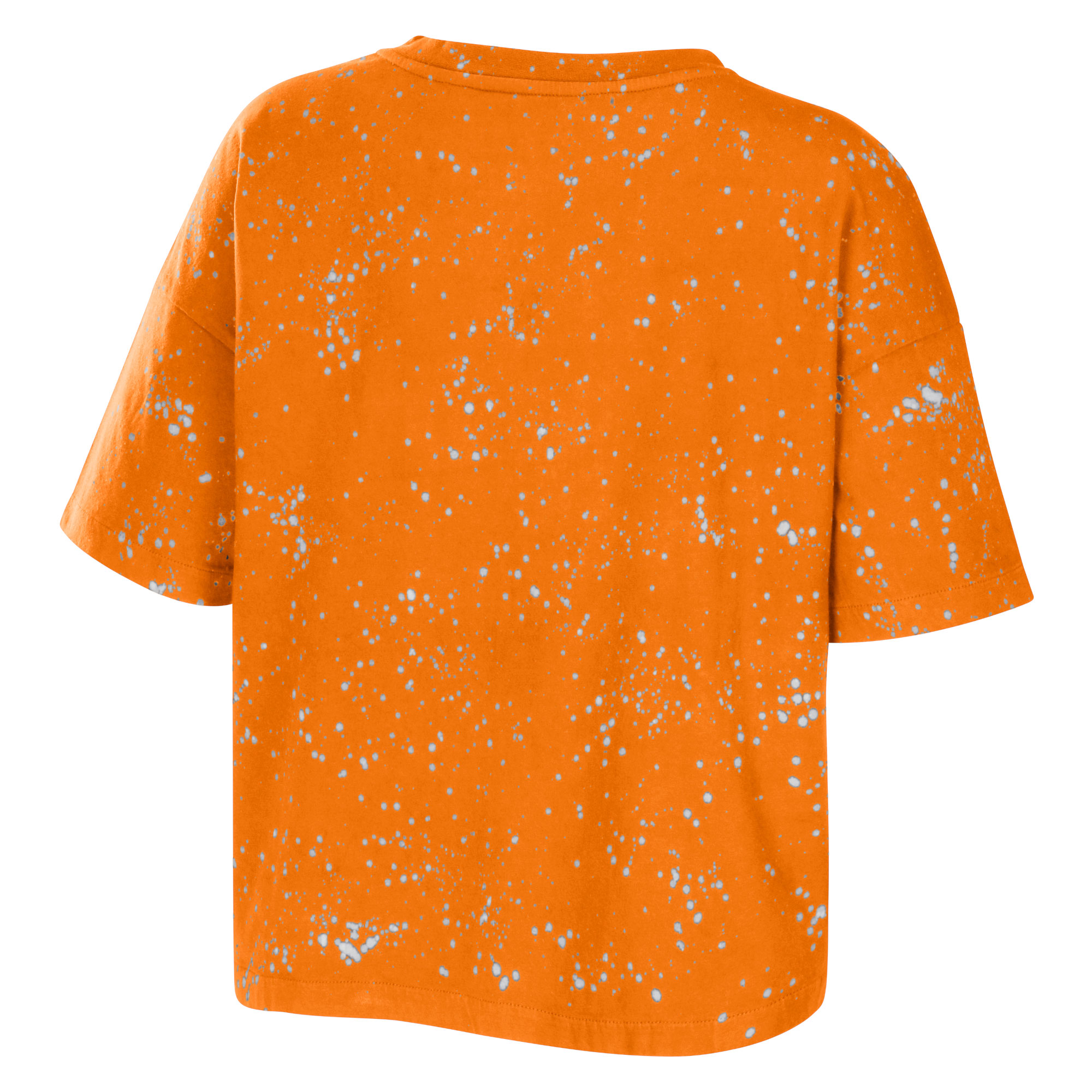 Women's WEAR by Erin Andrews Tennessee Orange Tennessee Volunteers Bleach Wash Splatter Cropped Notch Neck T-Shirt - Image 4