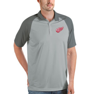 Men's Antigua Gray Detroit Red Wings Nova Polo