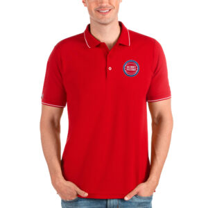 Men's Antigua Red Detroit Pistons Team Affluent Polo
