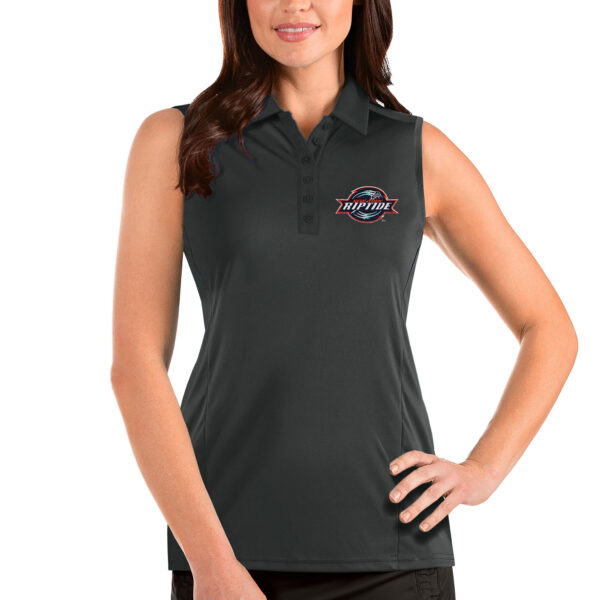 Women's Antigua Charcoal New York Riptide Tribute Sleeveless Polo